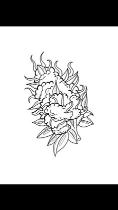 a black and white drawing of flowers