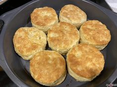 six biscuits in a skillet ready to be cooked for the next meal or dinner