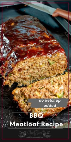 meatloaf recipe with bbq meatloaf in the middle and text overlay