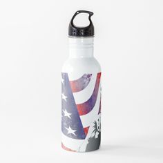 a water bottle with an american flag design on it