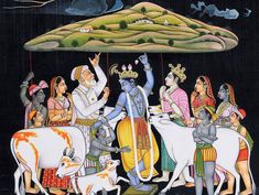 Govardhan Krishna Paintings, Krishna Miniature Painting, Transcendental Art, Lord Chaitanya, Worli Painting, Sweet Lord, Ancient Paintings, Pichwai Paintings, Hinduism Art