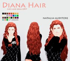 a woman with long red hair is shown in three different positions, including the head and shoulders