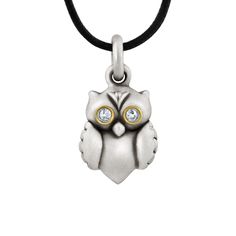 Owl pendant in sterling silver with Gold accents (eyes) and diamonds. The owl is associated with wisdom. The link goes back to ancient Greece and was depicted on some Greco-Roman currency as a symbol of status, intelligence and of course, wealth. Solid 925 sterling silver.Oxidized matte finish.18KT gold eye frames.Diamonds. Snake Bones, Greco Roman, Eye Frames, Owl Pendant, Gold Eyes, Ancient Greece, Metal Necklaces, Watch Necklace, Gold Accents