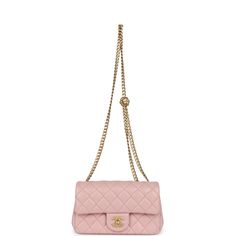 This Camellia Crush Mini Rectangular Flap bag is in Rose Clair lambskin leather with antique gold tone hardware and features a front flap with CC turnlock closure, back half moon pocket and adjustable interwoven antique gold tone chain link shoulder/crossbody strap with camellia flower attachment.The interior is lined in Rose Clair leather and features a small zip pocket with Chanel pull and slip pocket underneath on the rear wall.Collection: 23S (RFID Chip)Origin: ItalyCondition: New and Never wornAccompanied by: Chanel box, Chanel dustbag, ribbon, carebook, Retail UPC Measurements: 8" width x 5" height x 2.5" depth; 22.5" strap drop Elegant Double Flap Soft Leather Bag, Pink Leather Bag With Cc Turnlock Closure, Pink Leather Shoulder Bag With Cc Turnlock Closure, Pink Evening Shoulder Bag With Cc Turnlock, Pink Evening Shoulder Bag With Cc Turnlock Closure, Elegant Pink Double Flap Bag, Luxury Everyday Pink Shoulder Bag With Gold-tone Hardware, Luxury Double Flap Bag With Cc Turnlock Closure, Timeless Pink Leather Bag