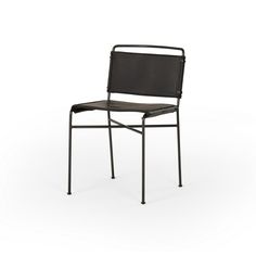 a black chair on a white background with no one in it's place to sit