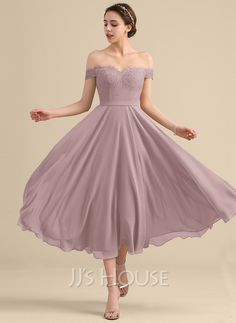 [AU$191.00] A-Line Off-the-Shoulder Tea-Length Chiffon Lace Cocktail Dress With Beading Princess Bridesmaid Dress, Lace Bridesmaid Dress, Sleeveless Bridesmaid Dresses, Lace Bridesmaids, Dresses Chiffon, Bridesmaid Dresses Online, Lace Homecoming Dresses, Lace Bridesmaid Dresses, Tea Length Dresses