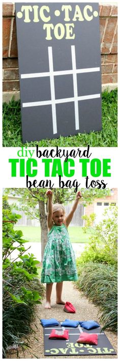 DIY Backyard Tic Tac Toe Bean Bag Toss - Quick and easy, and great for indoors, or outside! Diy Tic Tac Toe, Diy Outdoor Toys, Easy Games For Kids, Bag Toss, Outdoor Toys For Kids