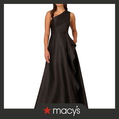 out of stock Adrianna Papell, Ball Gowns, One Shoulder, Black