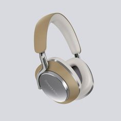 the headphones are beige and silver