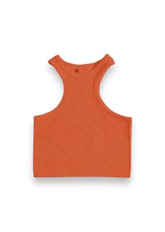 Crop Tank Tops Orange / S Chic Solid Color Crop Top Tank Top, Casual Cropped Vest Crop Top, Seamless Cotton Sleeveless Halter Top, Seamless Sleeveless Cotton Halter Top, Solid Tank Crop Top For Spring, Fitted Cropped Tank Top In Solid Color, Summer Solid Vest Crop Top, Seamless Summer Crop Top Tank, Basic Sleeveless Crop Top For Summer