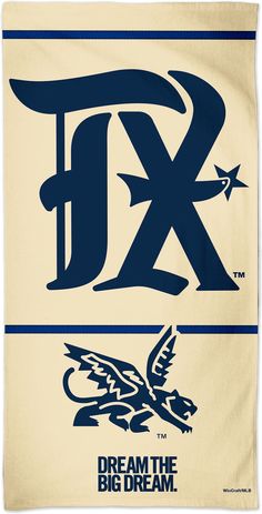 a towel with the letter dx and an image of a bird flying over it