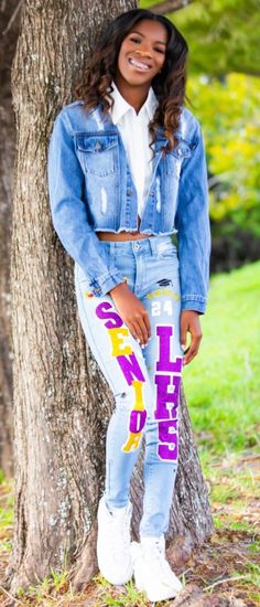 Why fit in when you can stand out in a pair of Custom Jeans? I DARE you to be different!  These Pants can be personalized with any occasion, school name, colors, mascot, year, etc.  THESE ARE CUSTOM!! NO REFUNDS! I will do my best to make adjustments to your perfection. Senior Painted Jeans, Senior Pants, Senior Sweatshirts, Senior Jeans, Custom Jeans, Painted Jeans, I Dare You, Pant Set, Fort Lauderdale