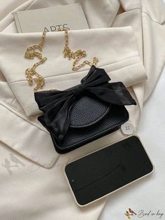 Bird in Bag - Womens Casual Daily Shoulder Bag with Mini Bow, Square Flap, and Metal Chain Accent Elegant Black Phone Bag Gift, Chic Compact Phone Bag For Evening, Chic Portable Phone Bag For Evening, Chic Square Phone Bag As Gift, Chic Square Phone Bag Gift, Chic Square Phone Bag For Gift, Chic Black Phone Bag Gift, Chic Black Phone Bag For Gift, Chic Black Phone Bag As Gift