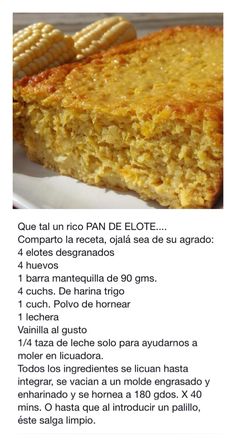 the recipe is in spanish and has corn on it