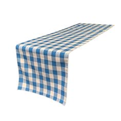 a blue and white checkered table runner on a white background with clipping for text