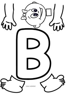 the letter b with hands and feet above it