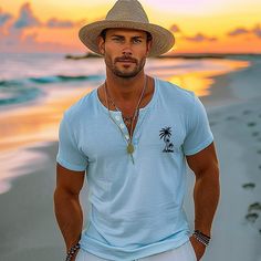 Season:Summer; Fabric:100% Cotton; Sleeve Length:Short Sleeve; Look After Me:Wet and Dry Cleaning,Washable; Gender:Men's; Style:Fashion,Casual,Classic; Elasticity:Micro-elastic; Tops Type:Tee Top,Henley Shirt,T shirt Tee; Occasion:Beach,Going out,Street,Vacation; Age Group:Adults; Fit Type:Regular Fit; Pattern:Coconut Tree; Design:Print; Neckline:Henley; Brand:Ador; Listing Date:03/15/2024; Bust:; Length: Henley Shirt Men, Mens Henley, Henley Shirt, Coconut Tree, Classic Casual, Tree Design, Shirt Short Sleeve, Vacation Beach, Graphic Shirt