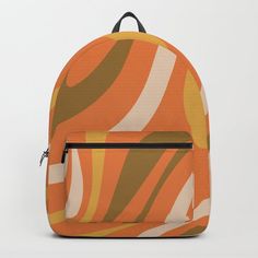 Designing our premium Backpacks is a meticulous process, as Artists have to lay out their artwork on each component. One size fits all men and women, with heavy-duty construction that's able to handle the heavy lifting for all your school and travel needs.       - Standard unisex size: 17.75" (H) x 12.25" (W) x 5.75" (D)    - Crafted with durable spun poly fabric for high print quality    - Interior pocket fits up to 15" laptop    - Padded nylon back and bottom    - Adjustable shoulder straps Brown Mustard, Retro Abstract, D Craft, Heavy Lifting, Orange Brown, Properties Of Materials, Abstract Pattern, Shoulder Straps, Print Quality