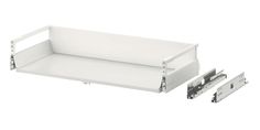 an image of a white shelf with metal brackets