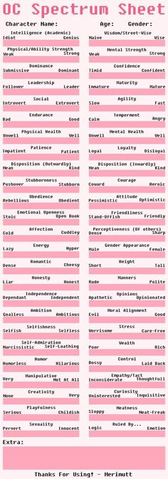 a pink and white poster with the names of different types of items in front of it