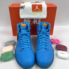 Authentic New Jordan 1 Retro High Og G8rd Gatorade Pack, Cool Blue 2017-Sz 10.5 Blue Fade-resistant Sneakers For Streetwear, Fade-resistant Blue Sneakers For Streetwear, Blue Fade-resistant Lace-up Custom Sneakers, Nike Light Blue High-top Sneakers For Sports, Blue Nike Jordan Sports Shoes, Nike Jordan Sports Shoes In Blue, Nike Jordan Blue Sports Shoes, Nike Jordan Shoes Blue For Sports, Blue High-top Sports Sneakers With Branded Insole