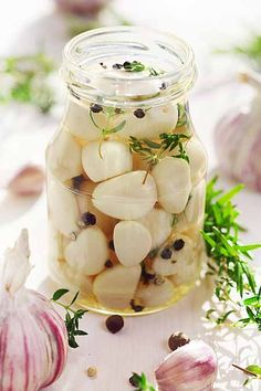 a jar filled with lots of white food