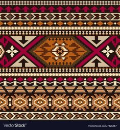 an ethnic pattern in brown and red colors