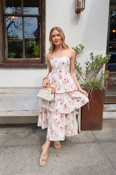 Rose Gardens Midi Dress Summer Midi Corset Dress With Ruffles, Spring Midi Corset Dress With Ruffles, Summer Ruffled Midi Corset Dress, Spring Midi-length Tiered Dress, White Feminine Midi-length Tiered Dress, Zipper Corset, Chelsea Wedding, Rose Gardens, Eyelet Fabric