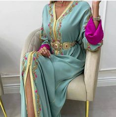 "Luxe Moroccan Caftan: Hand-Beaded Elegance for Opulent Evenings - Shop Glamorous, Fancy Dresses Now! Caftan Dress Kaftan, Moroccan Dresses, Moroccan Clothing, Dress Kaftan, Moroccan Kaftan, Moroccan Fashion, Fantasy Dresses, Moroccan Dress, Moroccan Caftan