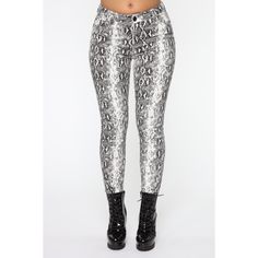 Grey Snake Snakeskin Print Jeans High Waist Skinny Leg Front Button & Zipper Closure Pair With "Such A Sneak Moto Jacket" 98% Cotton 2% Spandex Inseam 26” Inches Waist 24” Inches White Bottoms For Fall Night Out, High Rise White Bottoms For Night Out, White High Rise Bottoms For Night Out, Sequin Pant, Snake Print Pants, Brown Leather Pants, Print Jeans, Jeans High Waist, Fashion Nova Pants