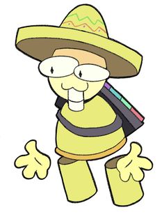 a cartoon fireman wearing a hat and holding a pencil