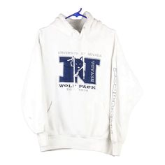 Vintage white University of Nevada Rsi Hoodie - womens large Vintage University, College Hoodies, Hoodie Fits, Style Hoodie, Wholesale Shoes, White Fabric, Active Wear Tops, White Fabrics