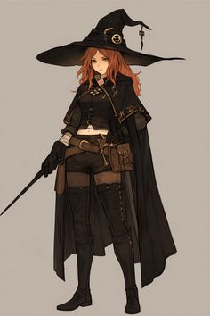 Chaotic Good, Human Female Wizard/Rogue (School of Abjuration/Thief) Witches Concept Art, Fantasy Witch Outfit Art, Wizard Outfit Dnd, Wizard Robes Concept Art, Evil Witch Character Design, Magic Teacher Character Design, Wizard Core Aesthetic, Wizard Outfit Female