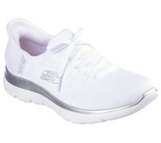 Pick up the pace with increased ease-of-wear and platinum comfort wearing Skechers Hands Free Slip-ins: Summits - Night Chic. Designed with our exclusive Heel Pillow, this vegan style features a Stretch Fit engineered knit upper with fixed laces, metallic midsole trim and a cushioned Skechers Air-Cooled Memory Foam comfort insole. Skechers Hands Free Slip-ins for an easy fit Exclusive Heel Pillow holds your foot securely in place Vegan Style, Chic Shoes, Tractor Supply, Vegan Fashion, Comfort Wear, Boot Shoes Women, Hands Free, Tractor, Womens Sneakers