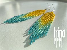 Yellow seed bead earrings Turquoise beaded earrings Gradient czech beads earrings Long bohemian earrings Tassel earrings Indian earrings Bohemian Turquoise Earrings With Tiny Beads, Turquoise Earrings With Dangling Beads For Summer, Turquoise Bohemian Beaded Earrings For Summer, Bohemian Turquoise Beaded Earrings For Summer, Turquoise Handwoven Beaded Earrings With Round Beads, Handwoven Beaded Earrings With Round Beads For Summer, Handwoven Round Bead Earrings For Summer, Turquoise Round Bead Earrings For Summer, Handwoven Beaded Drop Earrings For Summer