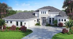 this is an artist's rendering of the front elevation of a house in florida