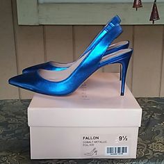 Women's High Heeled Sling Back Shoe. Shoes Color, Sling Back, Womens High Heels, Shoes Women Heels, Women's Shoes, Shoes Heels, High Heels, Color Blue, Blue Color