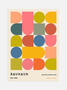 an art print with geometric shapes and the words bauhaus