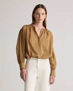 Cotton-Silk Voile Blouson Blouse Blouson Blouse, Textured Blouse, Voile Fabric, Gorgeous Blouses, Woven Top, Cotton Blouses, Quince, Second Skin, Cotton Silk