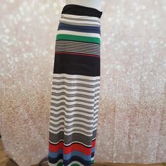 Nwt Gilli Striped Maxi Skirt In Stretch Knit Fabric. Last Piece In Style! Fitted Multicolor Casual Maxi Skirt, Fitted Casual Multicolor Maxi Skirt, Casual Fitted Multicolor Maxi Skirt, Casual Striped Stretch Skirt, Striped Maxi Skirt, Striped Maxi Skirts, Striped Maxi, Last One, White Blue