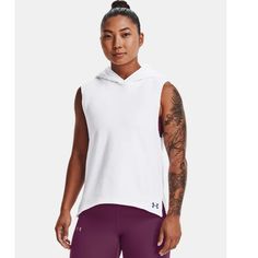 Nwt Women's Under Armour Ua Terry Sleeveless Hoodie White Medium Sleeveless Hooodie Cotton Pullover Malaysia Women, Hoodie White, Under Armour Hoodie, Sleeveless Hoodie, Under Armour Shirts, Cotton Pullover, Pajama Shirt, Fit N Flare Dress, White Hoodie