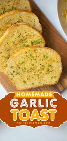 If you love Garlic Texas Toast, you will LOVE this recipe for Homemade Garlic Toast! Not only does it taste better than store-bought garlic toast, but it also is extremely easy to make! Garlic Bread Homemade, Garlic Toast Recipe, Stove Recipes, Texas Toast Garlic Bread, Bread Garlic, Food Dinners, Baking Breads