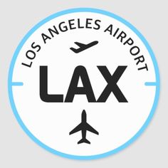 the los angeles airport lax logo is shown in black and blue on a white background