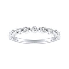 a white gold wedding band with diamonds