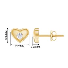 Product Details These Classic Heart Shaped Stud Earrings are a timeless addition to any jewelry collection. The petite design features a small round diamond set in a flush setting at the center. Crafted in Gold, these earrings are perfect for any occasion. Product Information SKU SHP-EARRINGS052015352 Length 5.8 mm Width 7.1 mm Height 2 mm Weight 1.29 gm (Approximate) DIAMOND INFORMATION No.of Stones 2 Pieces Total Weight 0.50 Carat (Approximate) Dimension(approx) Round-4X4 mm-2 Pcs Color HI Cut Diamond White Heart Earrings As Gift, Diamond Heart Earrings With Round Cut For Gift, Classic Diamond Heart Earrings For Gift, Classic Diamond Heart Earrings As Gift, Single Diamond Round Earrings For Anniversary, 14k White Gold Round Heart Earrings, Round Single Diamond Earrings For Anniversary, Round 14k White Gold Heart Earrings, Round Anniversary Earrings With Single Diamond