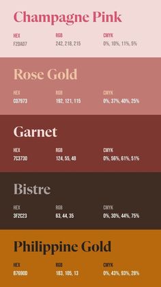 the color scheme for different types of paint colors, including red, pink, yellow and green