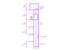 a drawing of a tall tower with two floors and one floor on the other side