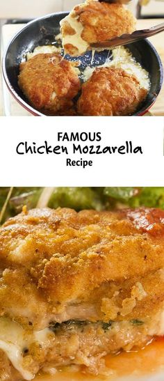 chicken mozzarella recipe with tomato sauce and parmesan cheese on the side