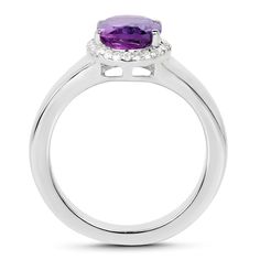 "Amethyst Ring, Amethyst Silver Cocktail Ring, Natural Amethyst Ring for Women, February Birthstone Ring This tasteful halo ring beautifully combines vibrant color and delicate shimmer to stunning effect. An oval-cut African amethyst stone is set on a simple band crafted from .925 sterling silver with rhodium plating. It is surrounded by a halo of 26 round white topaz stones, bringing the total gem weight to 1.73 carats. this tasteful halo ring beautifully combines vibrant color and delicate shi Amethyst Diamond Ring With Gemstone Accents For Anniversary, Amethyst Diamond Ring With Gemstone Accents For Promise, Amethyst Ring With Gemstone Accents For Anniversary, Round Amethyst Ring With Gemstone Accents For Anniversary, Purple Ruby Ring With Center Stone For Wedding, Anniversary Amethyst Ring With Gemstone Accents, Amethyst Birthstone Promise Ring With Gemstone Accents, Oval Purple Amethyst Ring With Center Stone, Fine Jewelry Amethyst Diamond Ring With Prong Setting