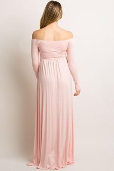 PinkBlush Petite Pink Solid Off Shoulder Maternity Maxi Dress Off Shoulder Neckline, Maternity Maxi Dress, Red Chiffon, Maternity Maxi, Pink Solid, Pregnancy Maxi Dress, Chiffon Long Sleeve, Pink Blush Maternity, Blue Solid